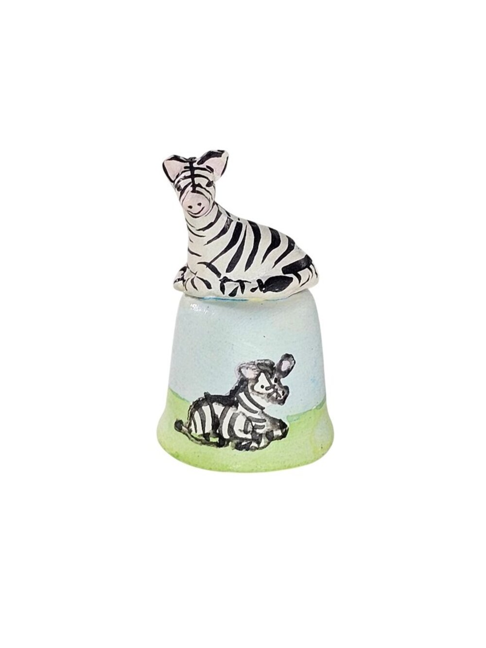 Klima Porcelain Bisque Zebra Thimble Lying Down Miniature Figurine Hand Painted